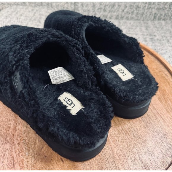 UGG Womens Black Fuzzy Slide Slippers Size 9 - Picture 3 of 14